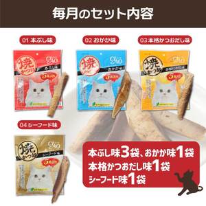 【12回定期便】キャットフード いなば チャオ・焼かつお 全４風味（５本入×６袋セット）【J00099】