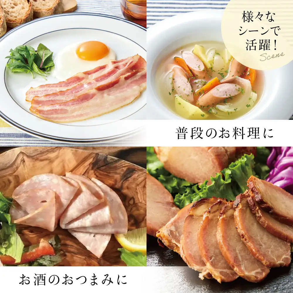 【マイスター山野井】 炭焼き焼豚とハムの詰め合わせ（5種） チャーシュー ハム 焼豚 焼き豚 みそ漬け 荒びき あらびき ポーク ロースハム ボロニアソーセージ ベーコン 燻製 加工品 オードブル 惣菜 弁当 おかず おせち パーティー 手土産 ギフト 贈り物 贈答用 化粧箱 ハムギフト バラエティ アソート 詰合せ セット 人気 お取り寄せ グルメ 冷蔵 山野井 鹿児島 鹿児島県 南さつま市