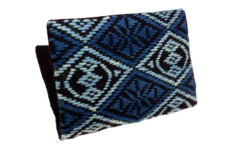 カードケース 名刺入れ 南部菱刺し カード入れ 青系 1個 [アトリエ縹 おいらせ工房 青森県 おいらせ町 oi02ayo760001]