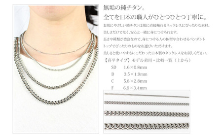 純チタンチェーン 60cm F60B チェーンネックレス メンズ レディース 喜平タイプ 燕三条製 [leger(レジエ)]【036S007】