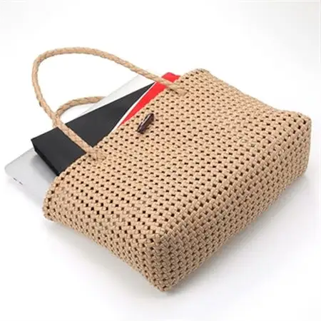 四つだたみ編みかご_装飾品・工芸品 トートバッグ・ショルダーバッグ 鞄・バッグ かばん カバン_【1514543】