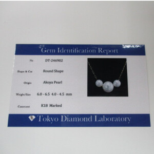 K18　あこや真珠3珠スルーペンダント（10）
