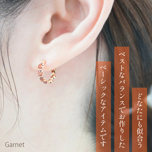 K18イエローゴールド　ガーネット　フープピアス 管理番号686518 218-106-GAR