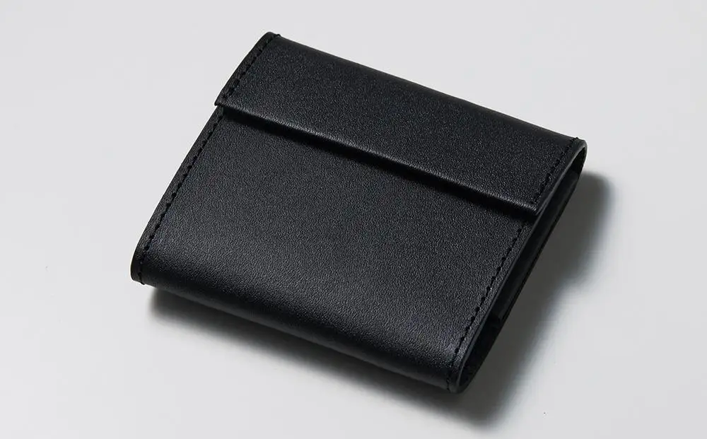 【KENTO HASHIGUCHI】コンパクト財布 ブラック(leather half wallet black)｜京都 財布 人気 ブランド