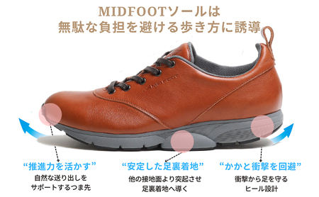 MIDFOOT ( ミッドフッド ) 紳士靴 レザースニーカー MF002JM ( ブラウン ) 4E　【 ファッション 靴 シューズ スニーカー メンズ 】 【 お洒落 レザーシューズ オイルレザー 快適 履き心地 】  BN003 25.0cm