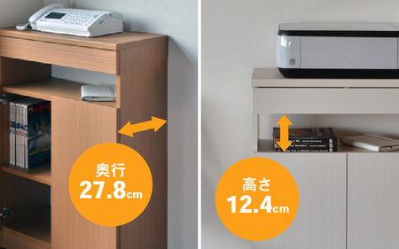 幅60cm ワイドタイプ 電話台＆FAX台 FAX-60 日本製 ブラウン木目 日本製 ≪寄付者様組み立て品≫ 【家具 組み立て 組立 組立家具 電話台 FAX台 ファックス台 ルーター 収納ボックス プリンター台 オフィスラック ルーター収納 薄型 収納 国産】 [E-18801_03]