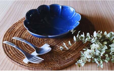 有田焼 ルリ釉縁錆変形パスタ・カレー皿【ARITAYAKI-STORE】食器 うつわ 高級食器 プレート ハンドメイド お洒落 和食器 A24-93