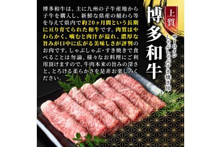 厳選部位 博多和牛サーロインしゃぶしゃぶすき焼き用(300g)牛肉 黒毛和牛 国産 焼き肉 BBQ 化粧箱 贈答 ギフト プレゼント ＜離島配送不可＞【ksg0302】【MEATPLUS】