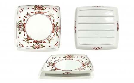 有田焼 赤絵万暦 角皿 L 22cm 24to3【西富陶磁器オリジナル】食器 器 うつわ 和食器 皿 角皿 盛皿 プレート ワンプレート カレー皿 パスタ皿 お祝い ハレの日 手描き 赤 35000円 3.5万円 A35-645