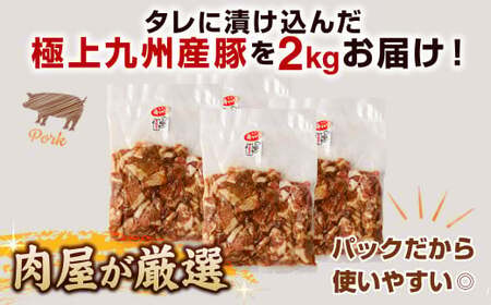 九州産豚 タレ漬け 合計2kg 500g×4袋 豚肉 小間切れ コマ切れ 肉 タレ 冷凍 豚 小分け 簡単調理 国産 九州産 熊本県 水俣市 