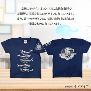 市制70周年記念デザインTシャツ（ブラック・綿100％）キッズサイズ 【R01071】