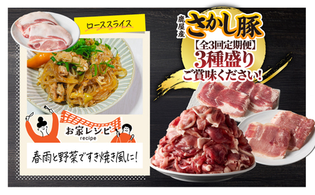 2478【 全3回 定期便 / 奇数月 配送 】鹿屋産 さかし豚 3種盛り 3.3kg KN079-T04 肉 豚肉