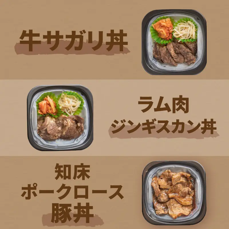 【3ヶ月定期便】レンジで丼！とん久セット ( 牛肉 ラム 豚肉 弁当 総菜 冷凍 簡単調理 )【999-0253】