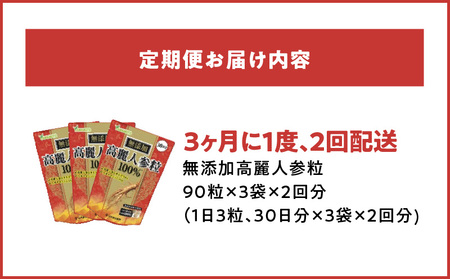 ＜3ヶ月に1度、2回送付定期便＞山本漢方の無添加高麗人参粒[027Y18-T]