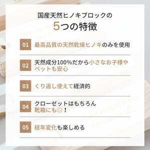 天然ヒノキの消臭・除湿ブロック 16個セット くりかえし使える 除湿 消臭 調湿 除去 衣類 ペット ベビー 用品 国産ヒノキ 無添加 天然素材 アルコールフリー 塩素不使用 服 防虫 抗菌 ハンガー クローゼット 収納 衣替え タンス 引き出し セーター 靴箱 靴 衣替え kitoen（木と縁）