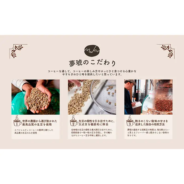 府中から世界に発信できる店を【自家焙煎珈琲屋 夢琥】中挽豆2点セット No.1020