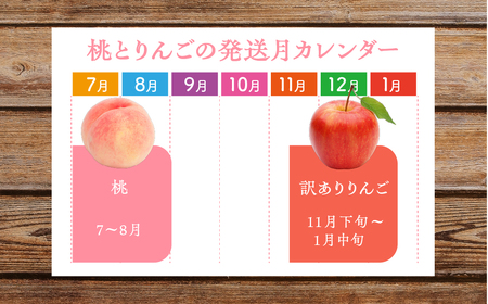 【先行予約】飛騨直送 桃とリンゴのフルーツ定期便 桃 6玉 りんご リンゴ 5kg 訳あり 訳アリ 定期便 
