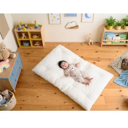 お昼寝敷布団サイズ80×130cm　きなり　ふわふわ綿_雑貨・日用品 布団 寝具 _【1498198】