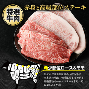 鹿児島県産 黒毛和牛 ロースステーキ と モモ スライス  (計700g・ロース ステーキ 200g×2P モモスライス 300g)【ナンチク】nanchiku-7257