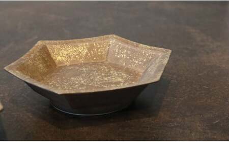 【まるふくオリジナル】有田焼 Hexagon ブロンズ雲金２個セット まるふく 食器 うつわ 取り皿 六角皿 和食器 35000円 3.5万円 A35-486