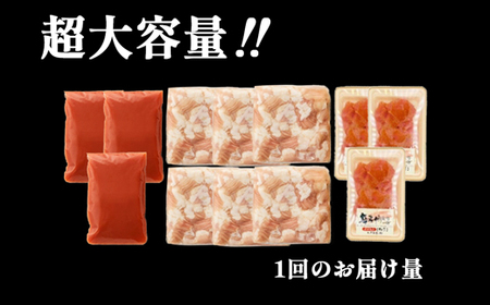 【鍋定期便】大容量！博多明太もつ鍋10人前セット【明太子100g×3個付き】3回定期便（10人前×3回）[H0093T3]