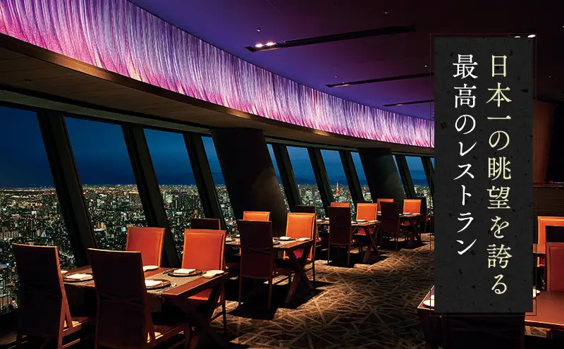 ディナー 【有効期間6か月】東京スカイツリー（R） ペア利用券 Sky Restaurant 634 「鉄板粋」コース 食事券 天望デッキ 入場券付き コース レストラン 墨田区