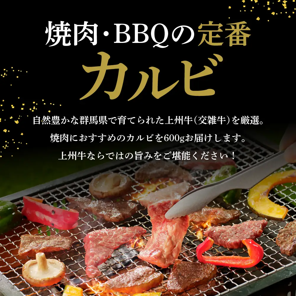 牛肉 カルビ 【上州牛】 600g  群馬 県 千代田町※沖縄・離島配送不可 