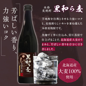 楽丸酒造 和ら麦・黒和ら麦4本セット_楽丸酒造 和ら麦 黒和ら麦 720ml × 4本 セット 本格麦焼酎 各種 2本 フルーティ すっきり まろやか 上品 飲みやすい 唐揚げ サラダ おすすめ コク キレ 黒麹 うまみ 芳ばしい 角煮 マリネ 麦焼酎 アルコール 25度 お酒 焼酎 福岡県 久留米市 送料無料 〔El031〕
