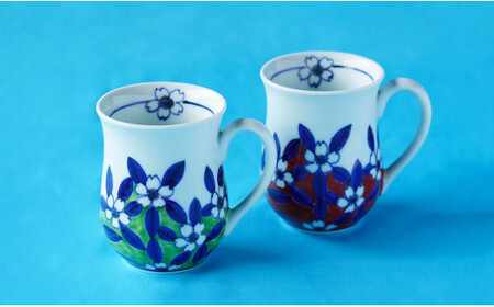 有田焼 染錦桜絵 マグカップペア 【神田陶器店】マグカップ 桜 コーヒー 染錦 プレゼント ギフト ペア 2個 A27-30