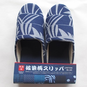 スリッパ 【抜染柄Mサイズ】 阿波しじら スリッパ (笹の葉) スリッパ