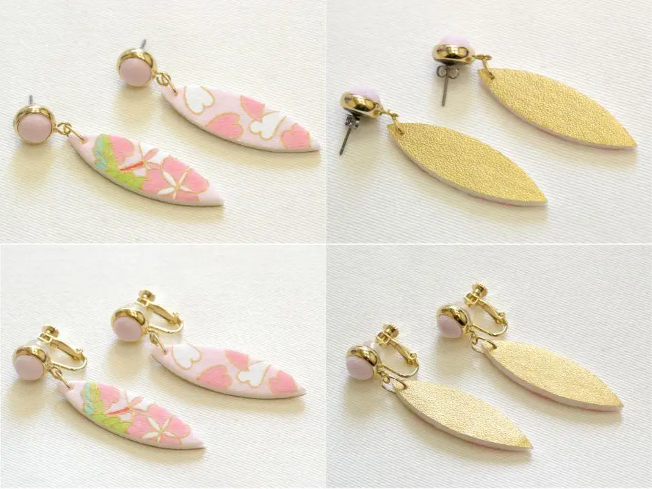 【染工房正茂】手描友禅 ピアス・イヤリング（ファブリックアクセサリー）《桜》