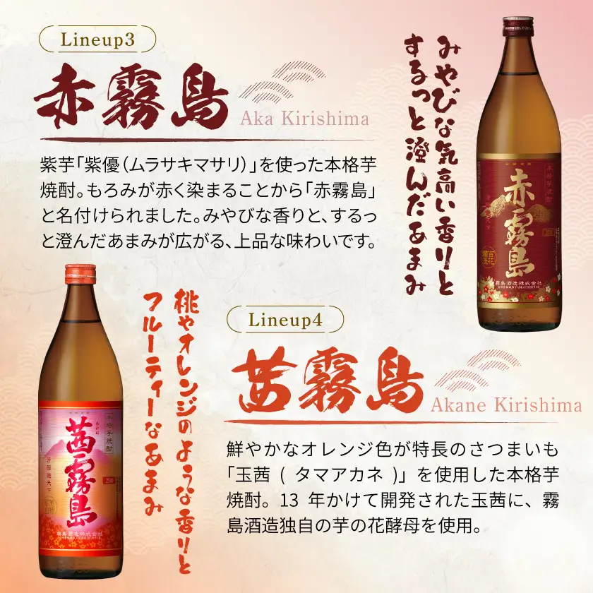 霧島酒造(25度)900ml×6種ハッピーセット_AC-3804_(都城市) 白霧島 黒霧島 赤霧島 茜霧島 黒霧島EX No.8 お湯割り 水割り ロック ソーダ割り 芋焼酎