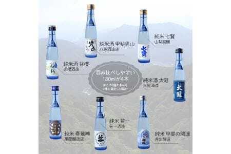 山梨の「山の酒」純米酒飲み比べ4本セット【tab0130】