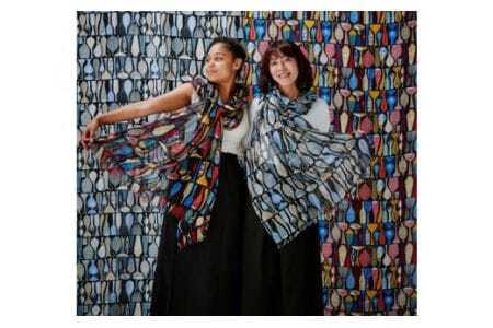 ふんわりシルクカシミヤストール スティグ・リンドベリ　ポテリー　グレー ／ ファッション 織物 山梨県【西桂町との共通返礼品】【tab0161】