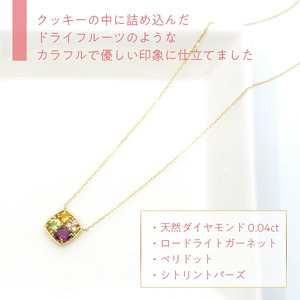 K10イエロー ゴールド マルチカラースクエアデザイン ネックレス 管理番号207921 218-134-SQ