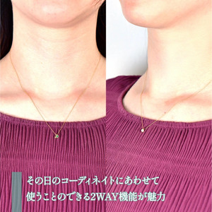 K10　イエローゴールド　ダイヤ0.05ｃｔ/エメラルド　ネックレス　 管理番号 204854 218-141