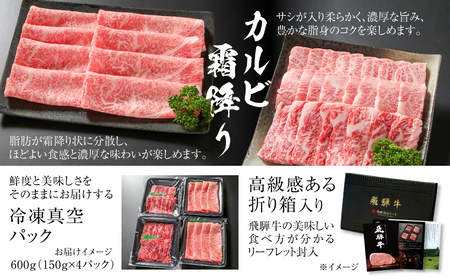 飛騨牛 カルビ(焼肉)・霜降りスライス 600g 飛騨牛 飛騨高山ミート [MZ016]