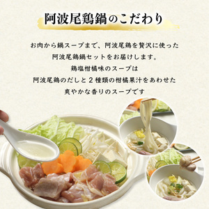阿波尾鶏 鍋セット 鶏塩柑橘味 もも つみれ 合計700g 2-3人前 地鶏 鶏肉 鶏鍋 鍋セット お鍋 おなべ 冷凍