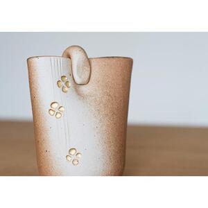 【信楽焼・明山】　絞り火色金彩ミニ花器　　B97-12　
