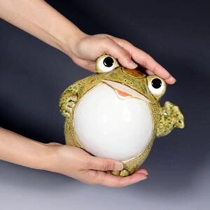 信楽焼 6号福招き蛙 カエル 置物 陶器 かわいい