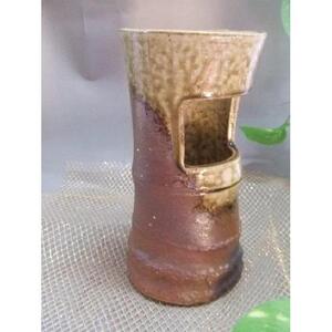 【信楽焼】竹花入れ　花入　花器　花瓶　   nha-037