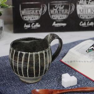 信楽焼 山逢いシリーズ 黒一珍マグカップ 陶器