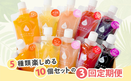 定期便 ≪3ヶ月連続お届け≫  小さめ飲むゼリー 5種  10個入  ゼリー 詰め合わせ [m01-d003]
