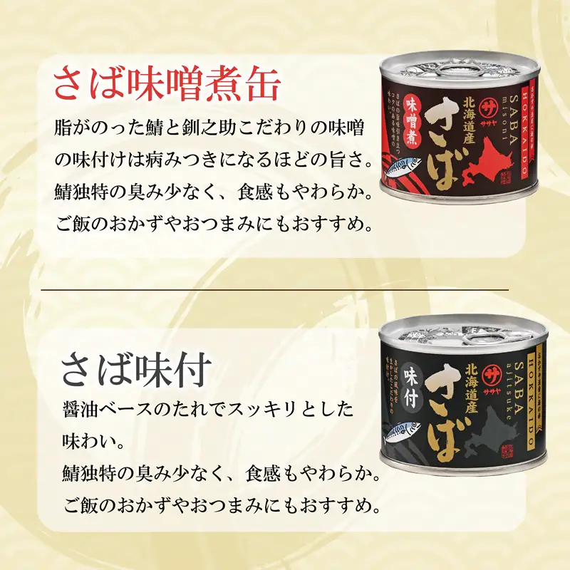 ＜笹谷商店さば缶 3種9缶セット(水煮・味噌煮・味付各3缶)＞さば缶 サバ缶 190g 北海道 国産 北海道産 道産 釧之助のさば缶 水煮 味噌煮 味付 みそ 醤油 鯖缶 缶詰 缶詰め 魚介 魚介類 海産物 非常食 常温 保存食 長期保存 長期保管 備蓄 防災 災害 食料 キャンプ BBQ 健康 美容 キャンプ飯