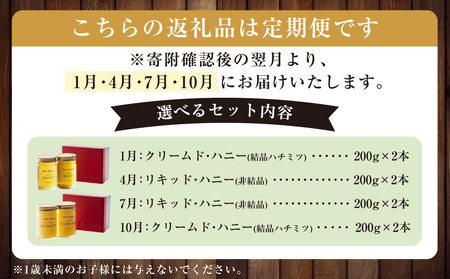 【年4回定期便(1月・4月・7月・10月配送)】山の花 ハチミツ 計1.6kg (200g瓶×2本セット×4回) 蜂蜜 はちみつ  リキッドハニー ハニー