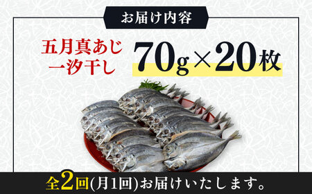 【全2回定期便】対馬 五月 真あじ 一汐干し 20枚 新鮮 アジ 干物 海産物 朝食 冷凍 [WAI112]