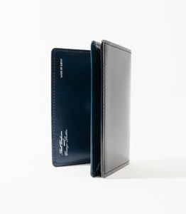 キプリス本革製コードバンｘシラサギレザー通しマチ名刺入れ　カラー：ブラックｘネイビー 【kt026-013-2】