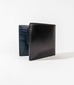 キプリス本革製コードバンｘシラサギレザー二つ折り財布　カラー：ブラックｘネイビー 【kt026-014-2】
