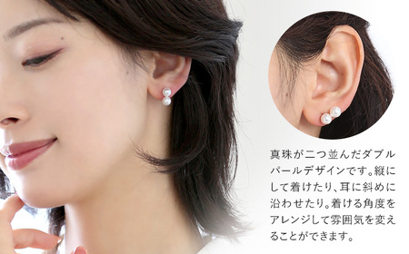 【7営業日以内に発送】あこや真珠 6.0-6.5mm 保証書付 ピアス 18金 K18 2連 パール ジュエリー アクセサリー