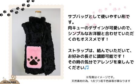 ムートン＆レザー肉球デザインスマホショルダーバック ピンク/ NK.FUR毛皮店 ふるさと納税 高級革 天然素材 ミニバック 旅行 散歩 スマホ 肉球 ポシェット 斜めがけ 軽い 革 携帯 海外旅行 奈良県 宇陀市
